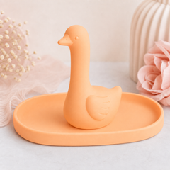 Silly Goose Ring Dish, Pastel Jewelry Tray — Orange color variant