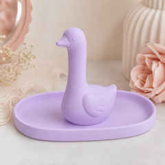 Silly Goose Ring Dish, Pastel Jewelry Tray — Purple color variant