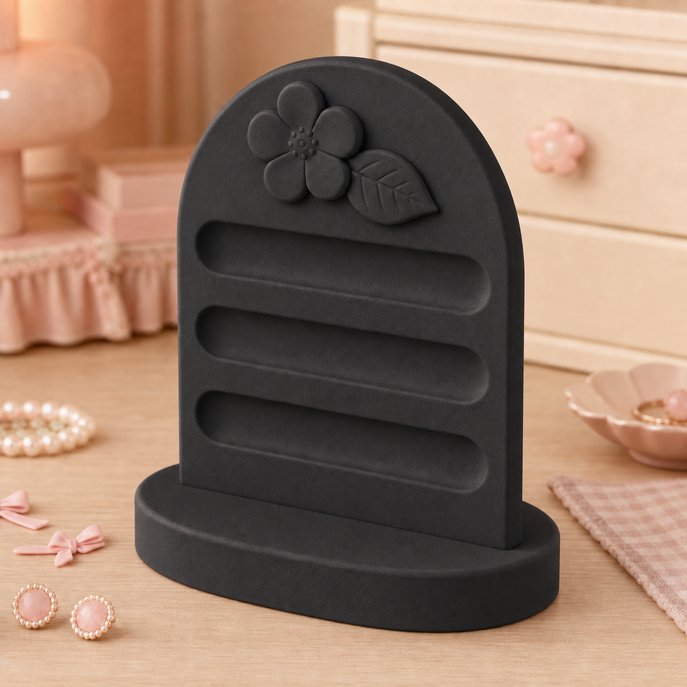 Strawberry Blossom Accessory Display, Pastel Vanity Stand — Black color variant