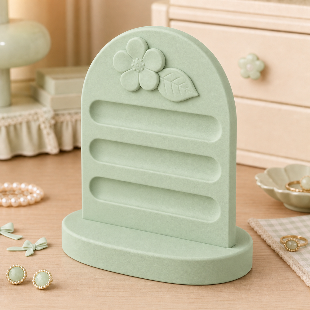 Strawberry Blossom Accessory Display, Pastel Vanity Stand — Green color variant