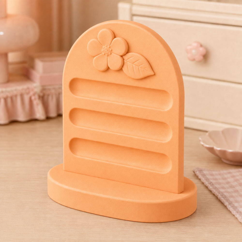 Strawberry Blossom Accessory Display, Pastel Vanity Stand — Orange color variant