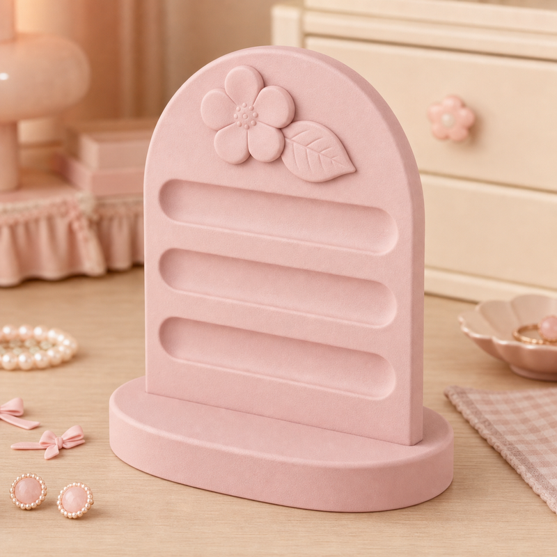Strawberry Blossom Accessory Display, Pastel Vanity Stand — Pink color variant