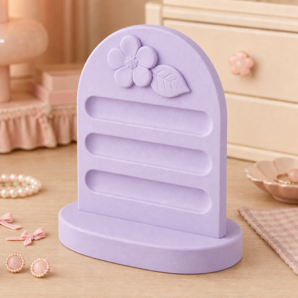Strawberry Blossom Accessory Display, Pastel Vanity Stand — Purple color variant