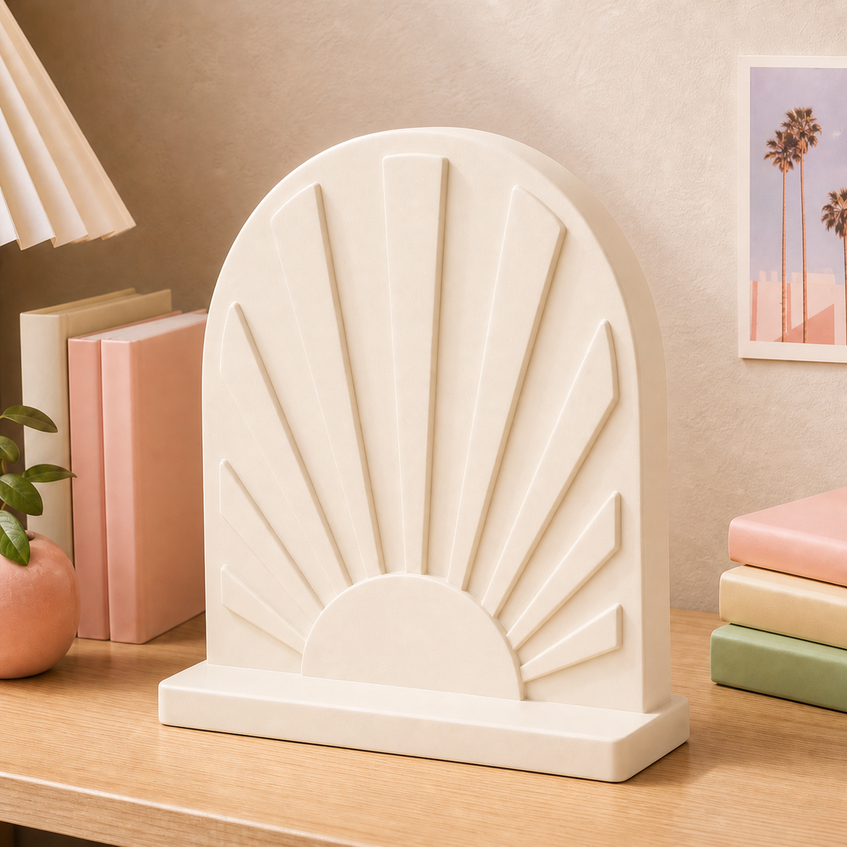 Sunburst Arch Shelf Accent, Retro Pastel Room Decor, Cute Desk Decor Gift — Beige color variant