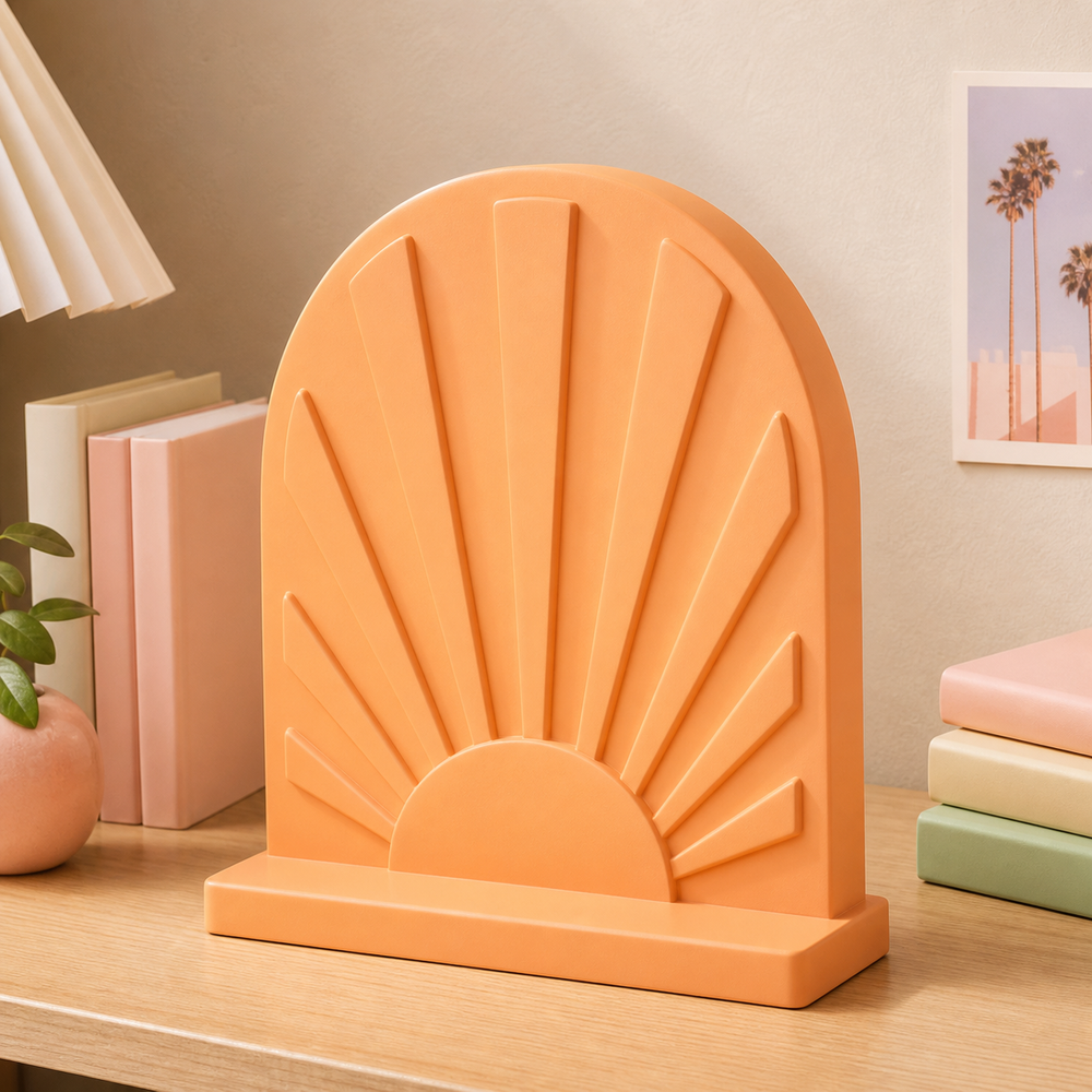Sunburst Arch Shelf Accent, Retro Pastel Room Decor, Cute Desk Decor Gift — Orange color variant