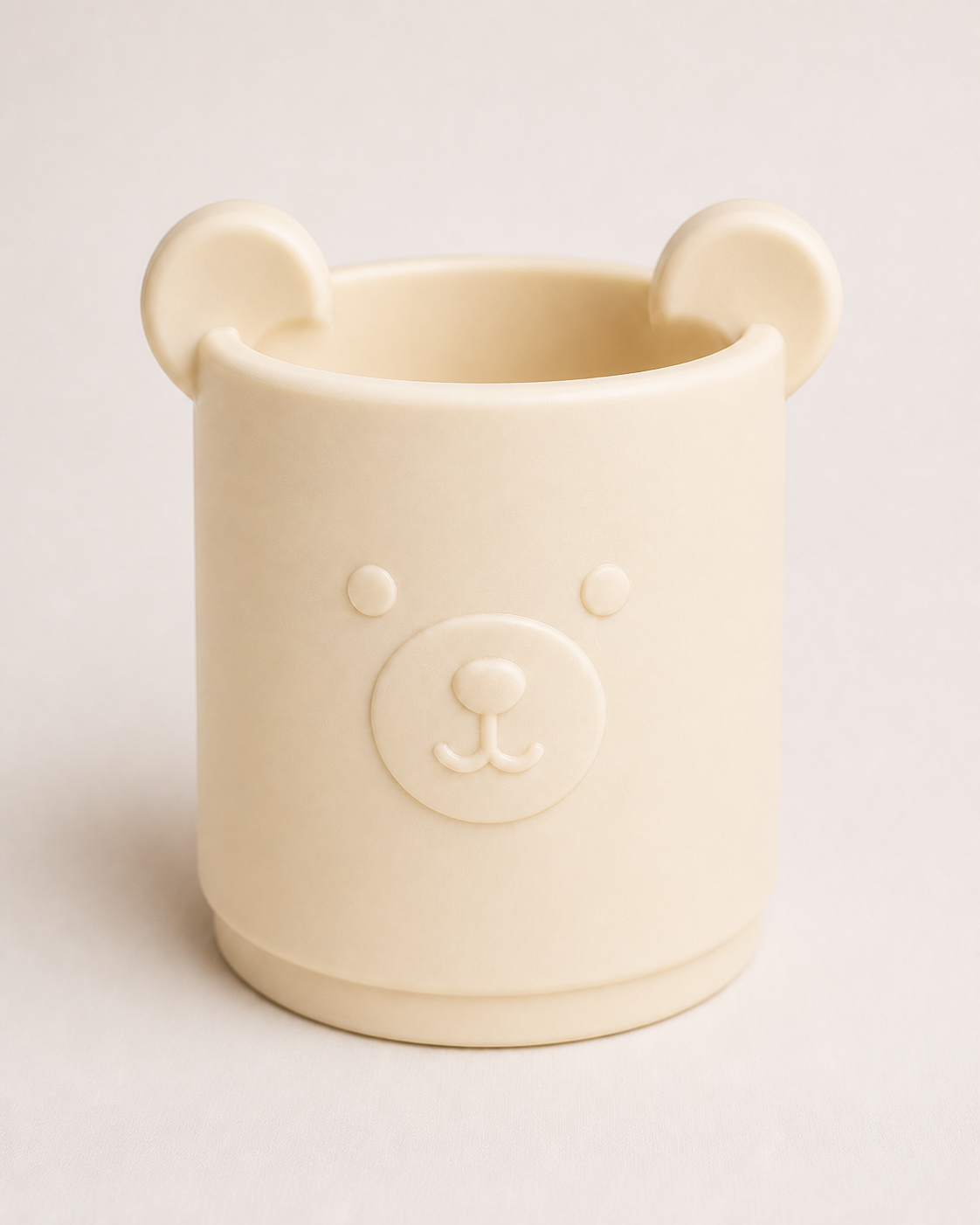 Teddy Bear Pencil Cup, Pastel Desk Organizer — Beige color variant