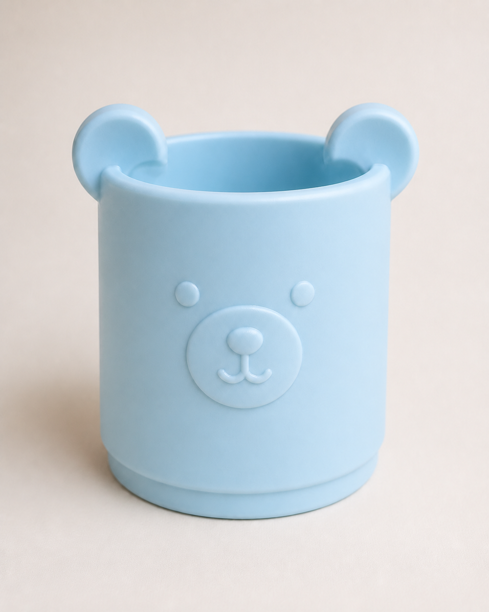 Teddy Bear Pencil Cup, Pastel Desk Organizer — Blue color variant