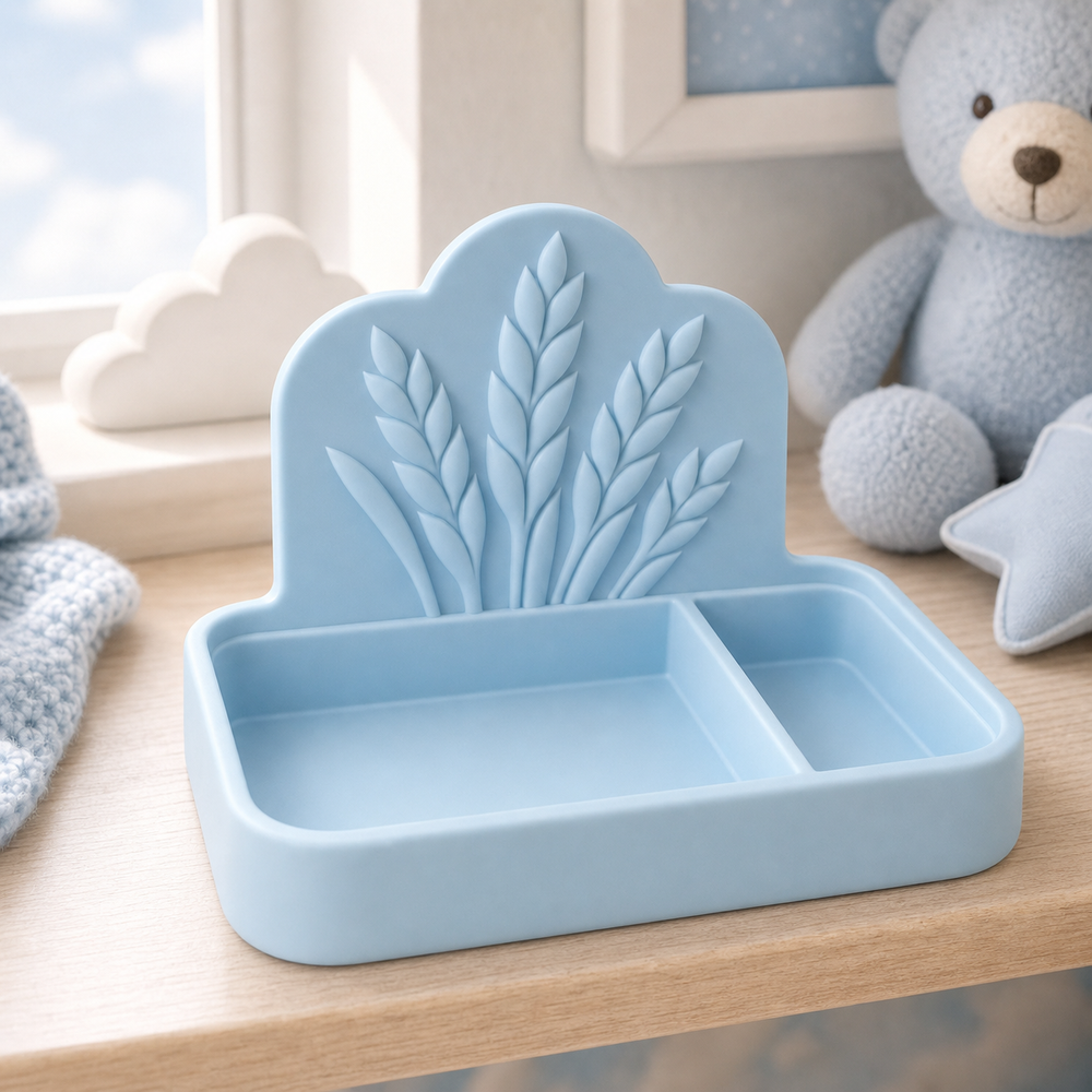 Virgo Desk Organizer, Zodiac Divided Catchall Tray, Pastel Vanity Room Decor — Blue color variant