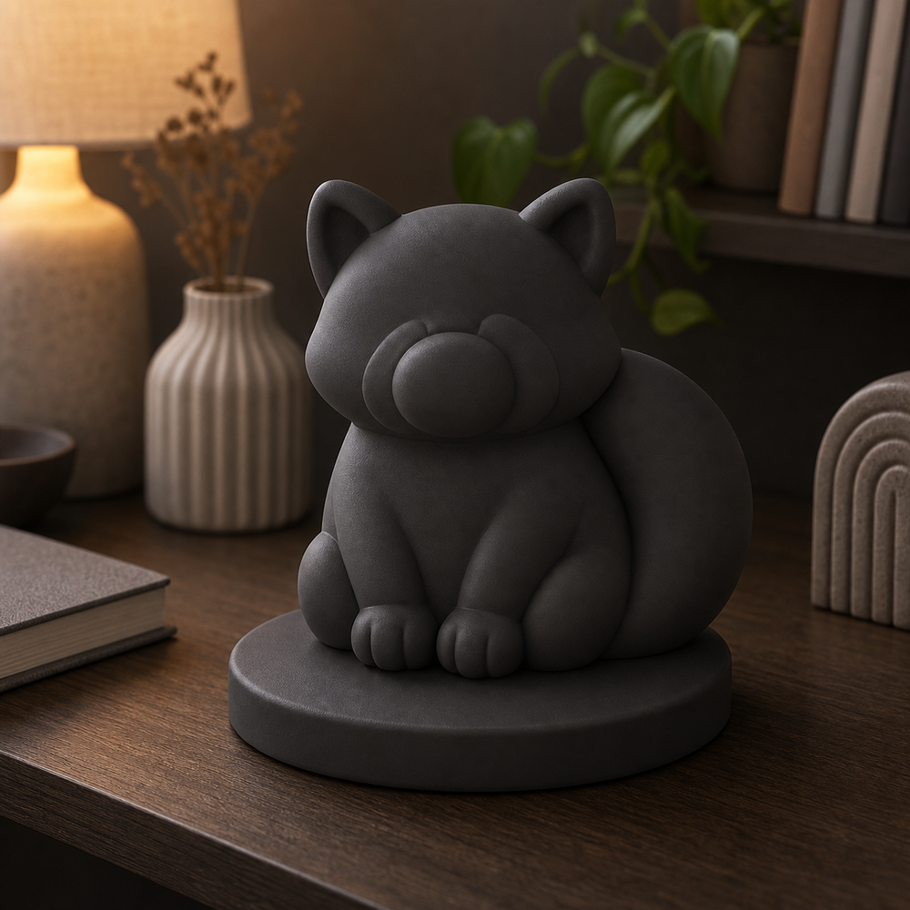 Red Panda Desk Accent, Pastel Animal Shelf Decor, Cute Room Decor Gift — Black color variant