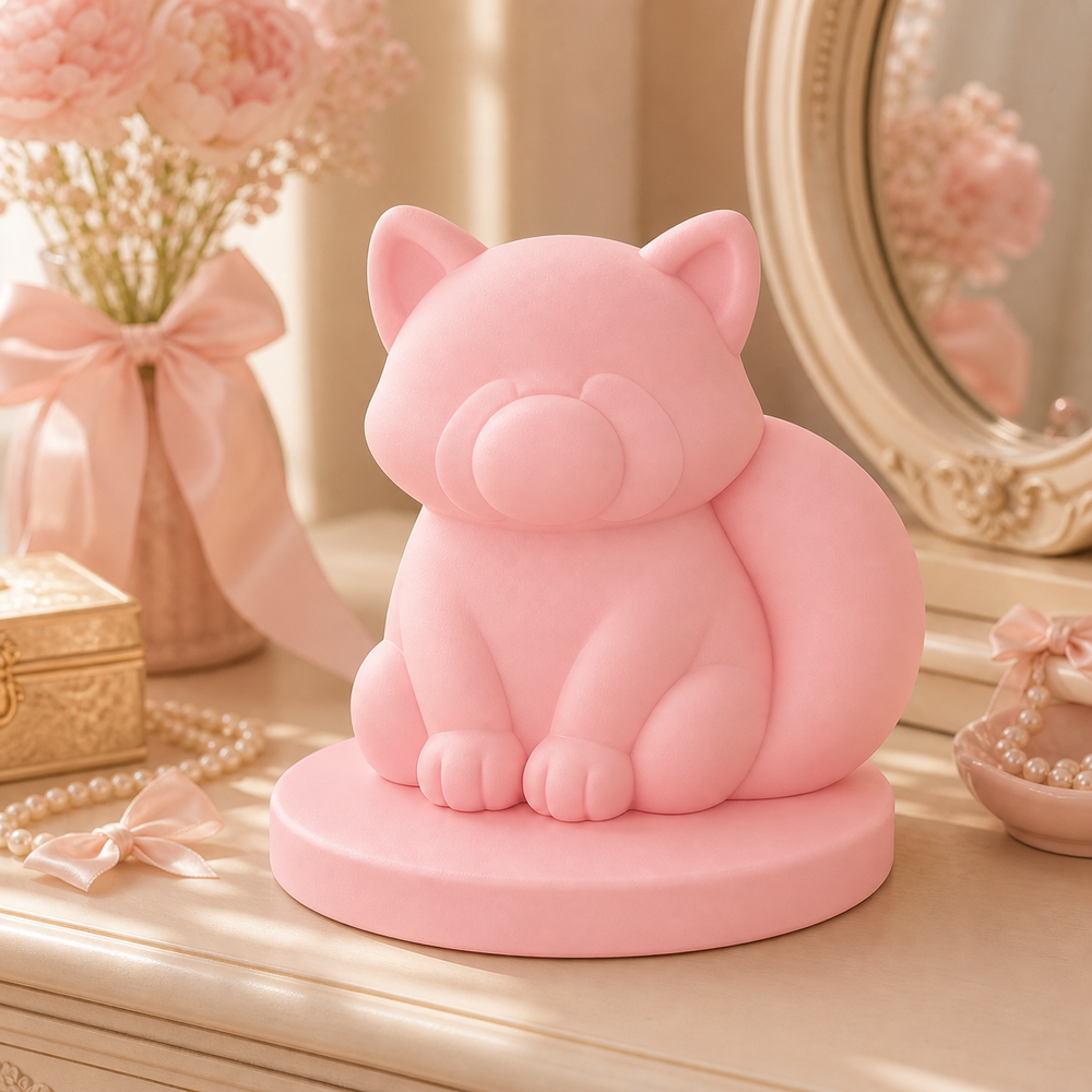 Red Panda Desk Accent, Pastel Animal Shelf Decor, Cute Room Decor Gift — Pink color variant