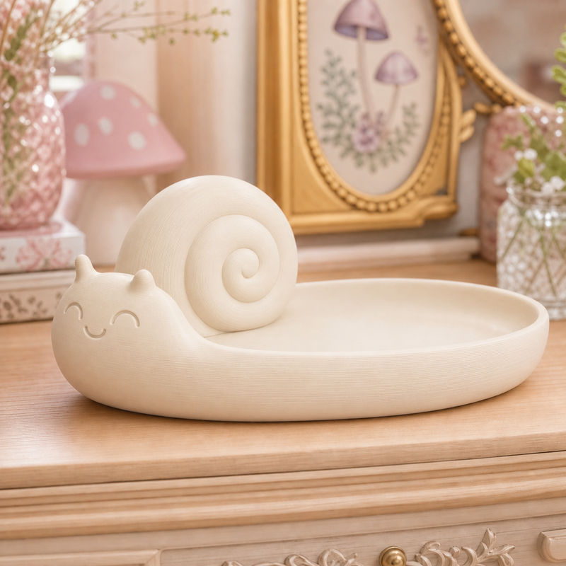 Snail Shell Ring Dish, Pastel Jewelry Tray — Beige color variant