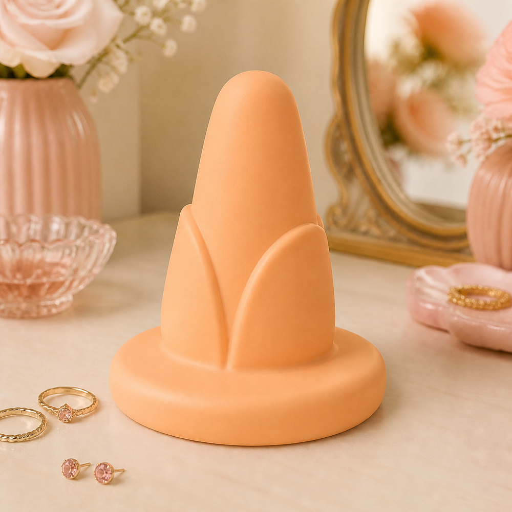 Tulip Jewelry Holder, Pastel Ring Cone, Floral Vanity Decor Gift for Rings — Orange color variant