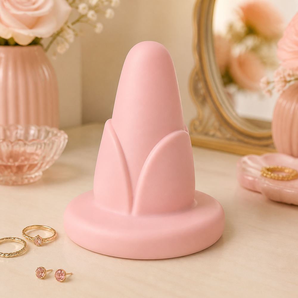 Tulip Jewelry Holder, Pastel Ring Cone, Floral Vanity Decor Gift for Rings — Pink color variant